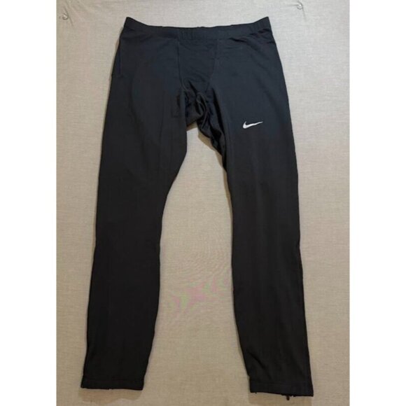 Nike DRI-FIT Warm Up Pants Adult 2XL Black Logo Pull On Sweat‎ Leggings 32x29. - Picture 1 of 11